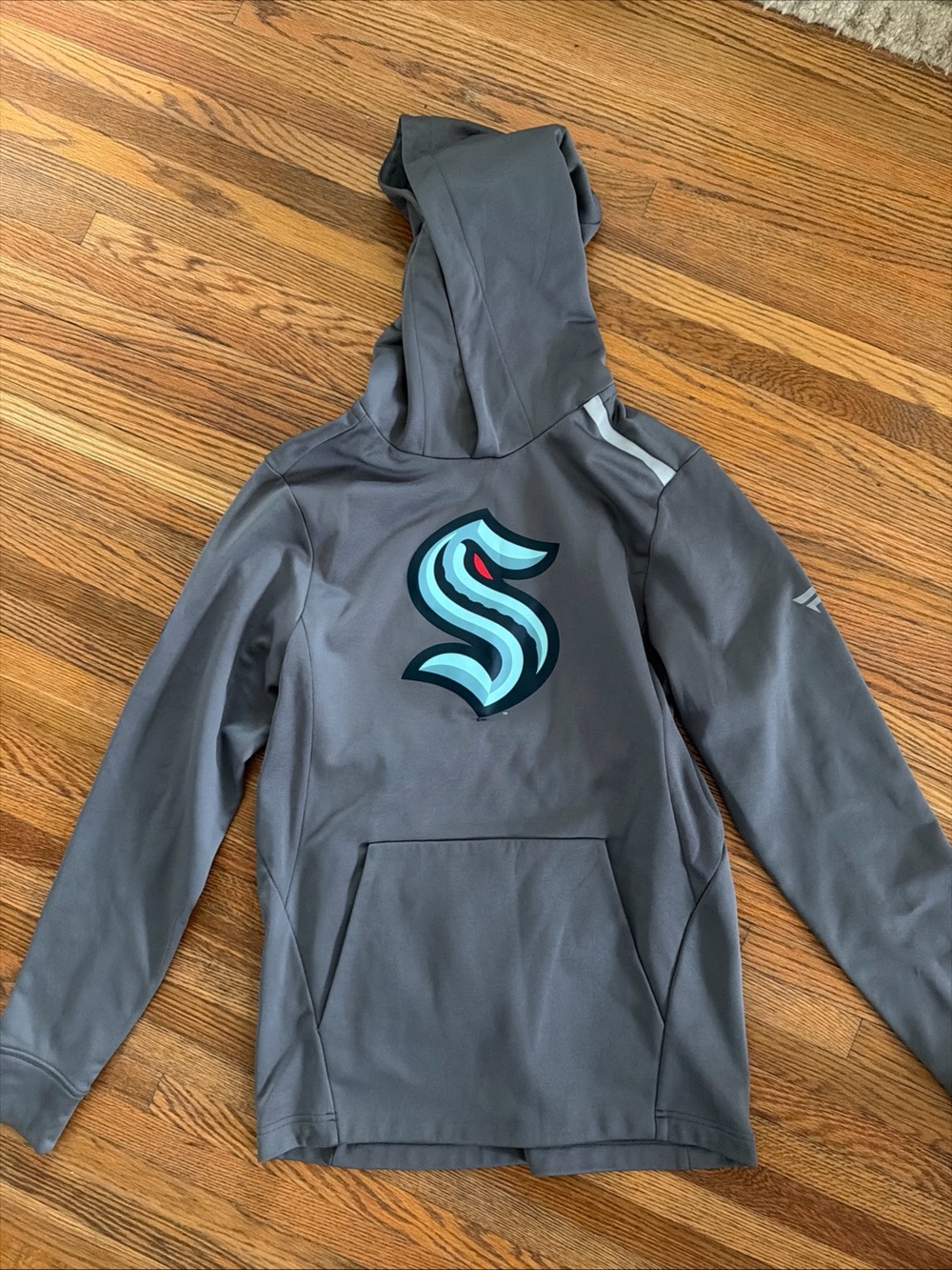 NHL Fanatics Seattle Kraken Graphic Authentic Pro Hoodie Gray Mens Size: Small